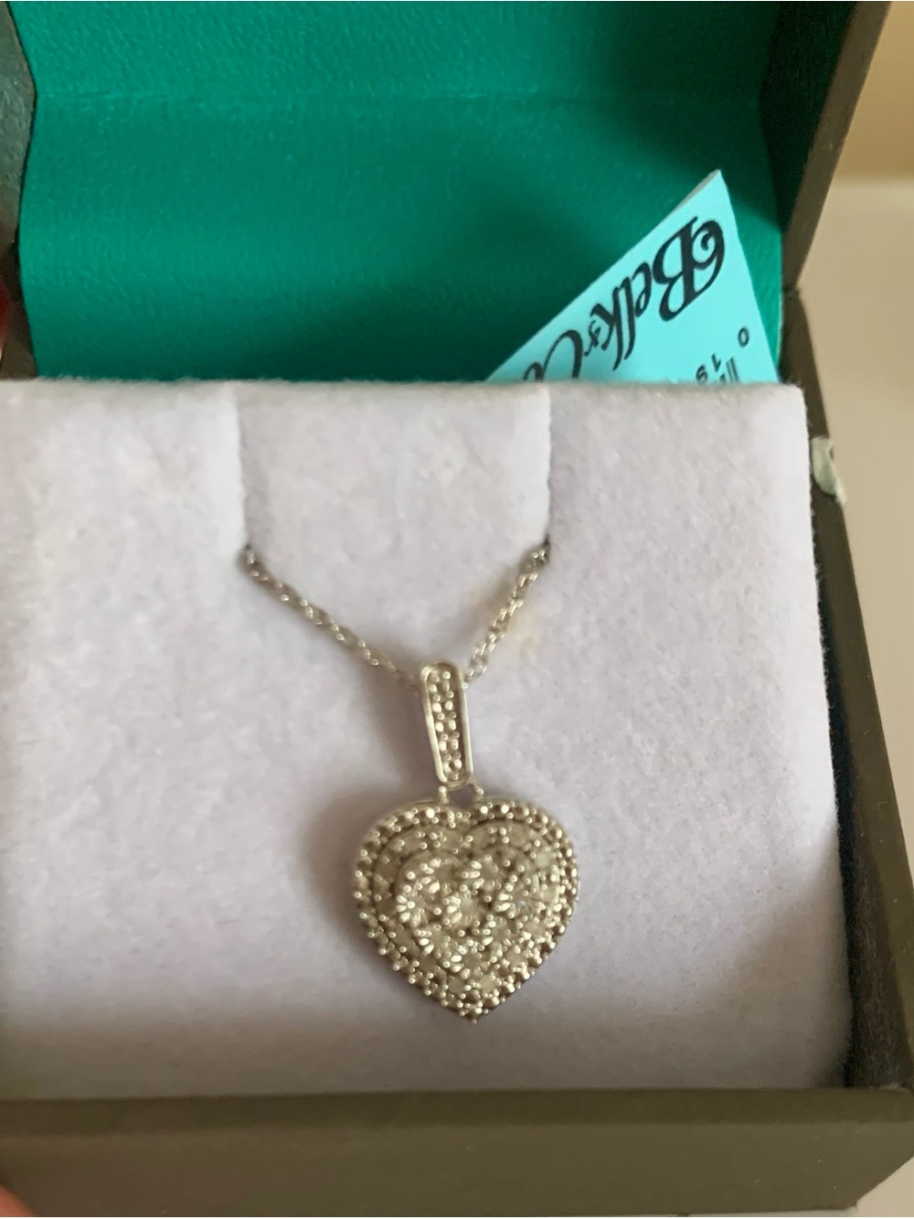 Effy Silver Heart Pendant Necklace with Pavé Accents